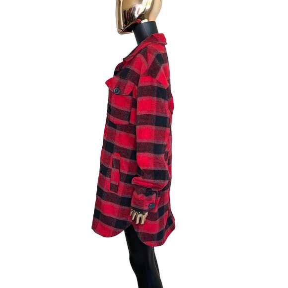 C&C California Red Black Buffalo Plaid Jacket Women's Size Medum - Picture 4 of 11
